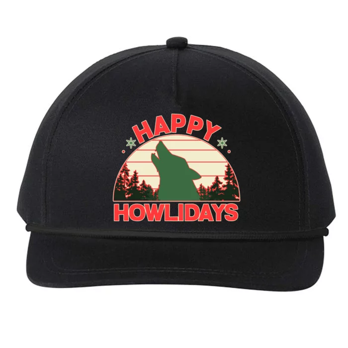 Christmas Happy Howlidays Vintage Howling Wolf Snapback Five-Panel Rope Hat