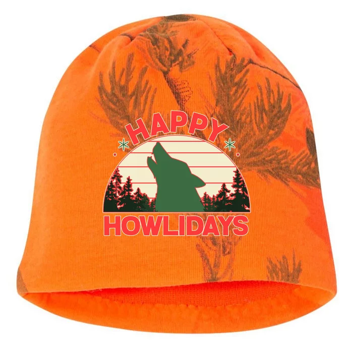 Christmas Happy Howlidays Vintage Howling Wolf Kati - Camo Knit Beanie