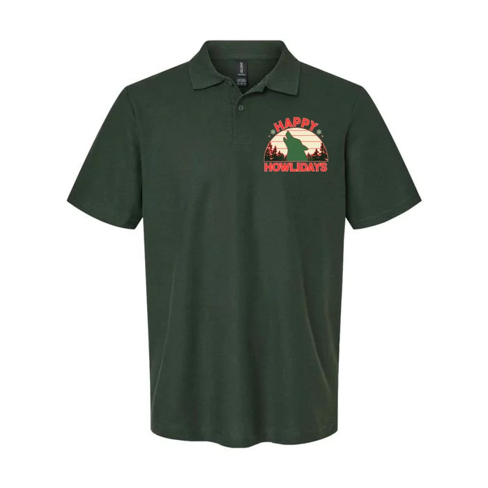 Christmas Happy Howlidays Vintage Howling Wolf Softstyle Adult Sport Polo