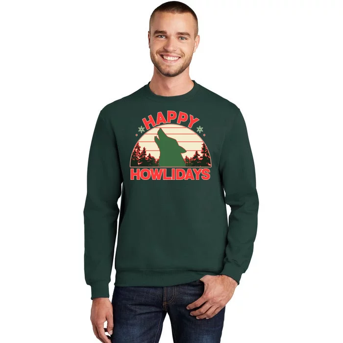 Christmas Happy Howlidays Vintage Howling Wolf Tall Sweatshirt