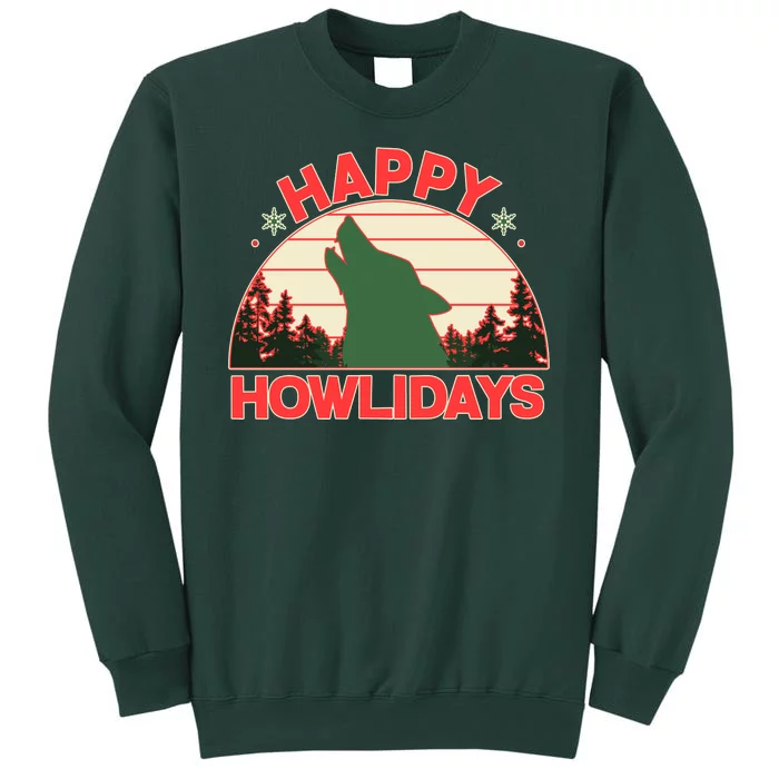 Christmas Happy Howlidays Vintage Howling Wolf Tall Sweatshirt