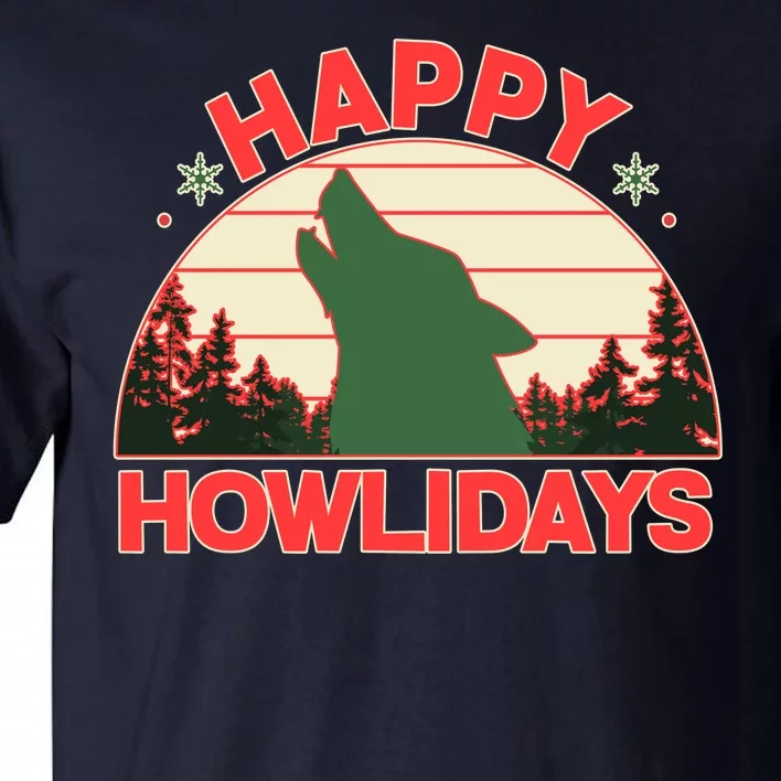 Christmas Happy Howlidays Vintage Howling Wolf Tall T-Shirt