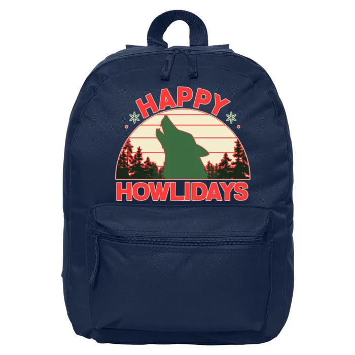 Christmas Happy Howlidays Vintage Howling Wolf 16 in Basic Backpack