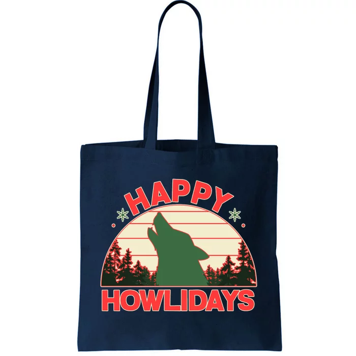 Christmas Happy Howlidays Vintage Howling Wolf Tote Bag