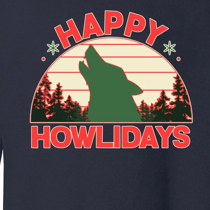 Christmas Happy Howlidays Vintage Howling Wolf Toddler Sweatshirt