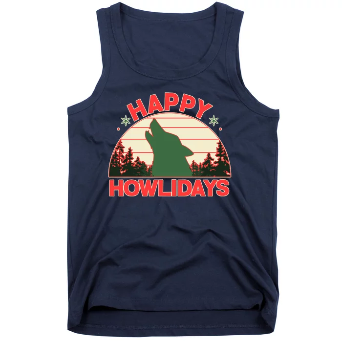 Christmas Happy Howlidays Vintage Howling Wolf Tank Top