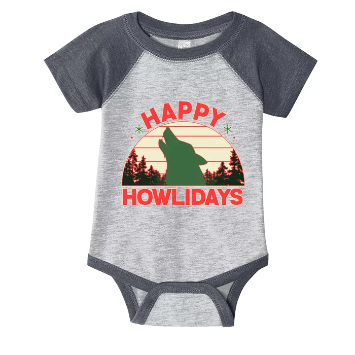 Christmas Happy Howlidays Vintage Howling Wolf Infant Baby Jersey Bodysuit