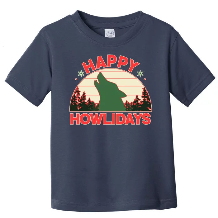 Christmas Happy Howlidays Vintage Howling Wolf Toddler T-Shirt