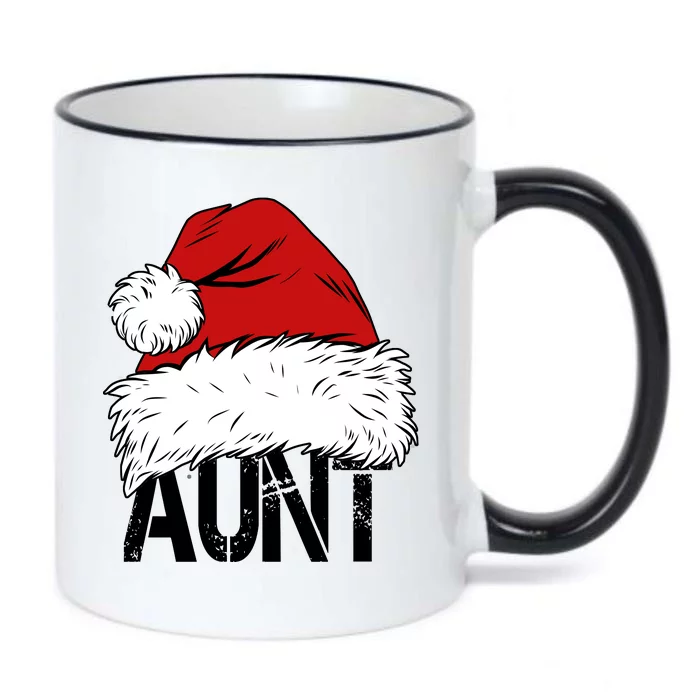 Christmas Hat Santa Aunt Black Color Changing Mug