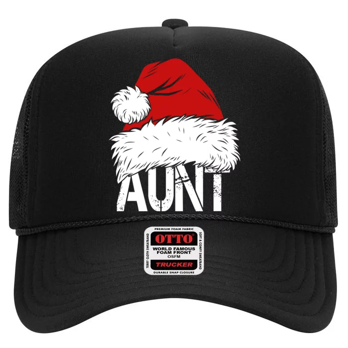 Christmas Hat Santa Aunt High Crown Mesh Trucker Hat