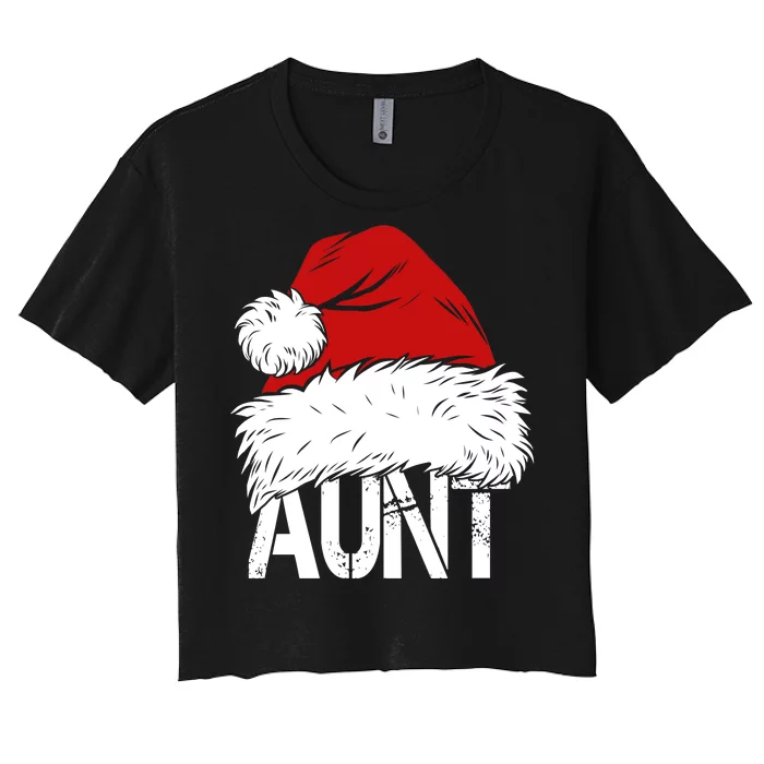 Christmas Hat Santa Aunt Women's Crop Top Tee