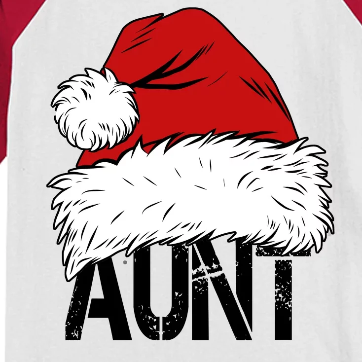 Christmas Hat Santa Aunt Kids Colorblock Raglan Jersey