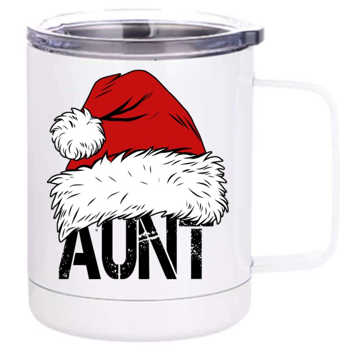 Christmas Hat Santa Aunt Front & Back 12oz Stainless Steel Tumbler Cup