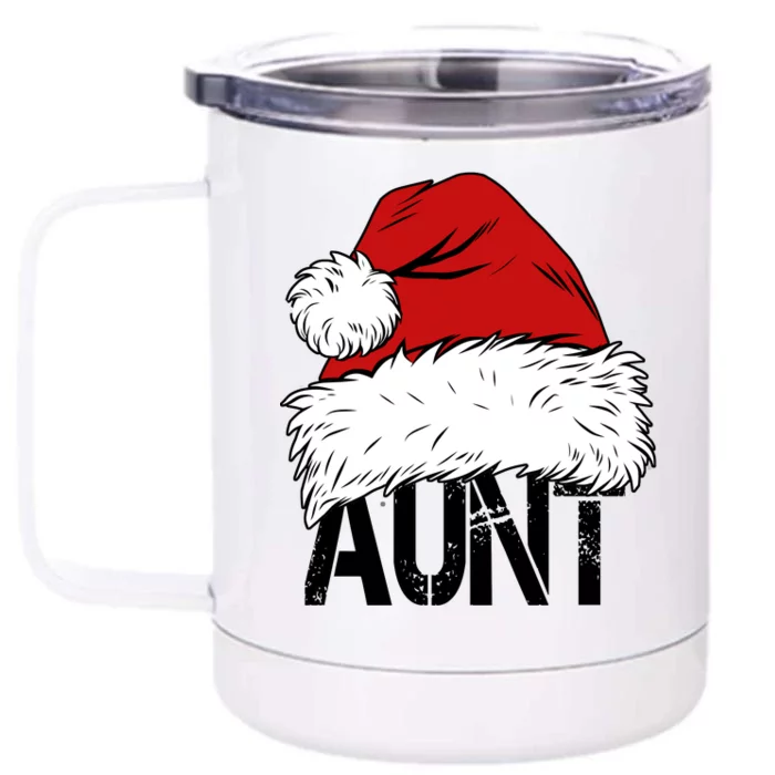 Christmas Hat Santa Aunt Front & Back 12oz Stainless Steel Tumbler Cup