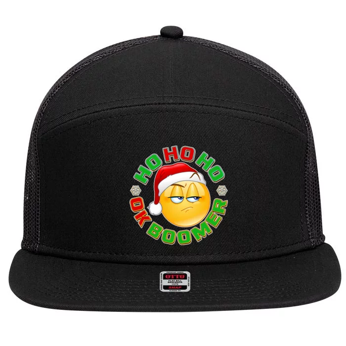 Christmas HO HO HO Ok Boomer 7 Panel Mesh Trucker Snapback Hat