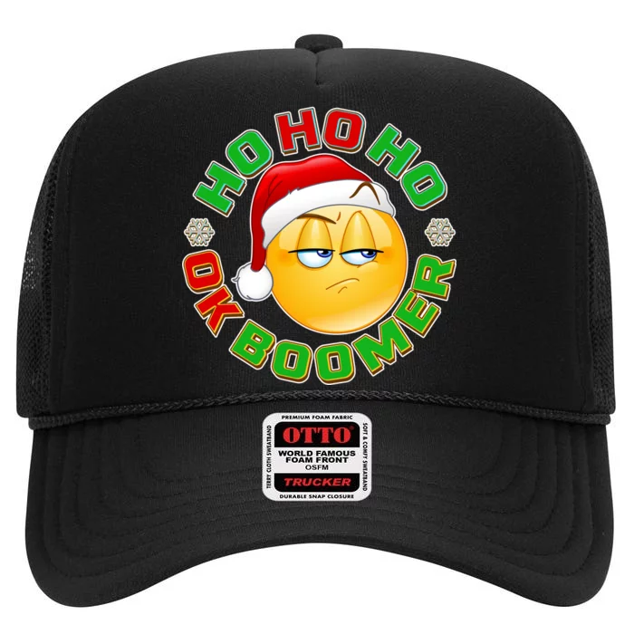 Christmas HO HO HO Ok Boomer High Crown Mesh Trucker Hat