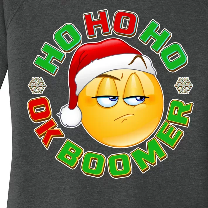 Christmas HO HO HO Ok Boomer Women's Perfect Tri Tunic Long Sleeve Shirt