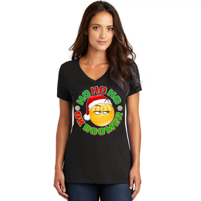 Christmas HO HO HO Ok Boomer Women's V-Neck T-Shirt