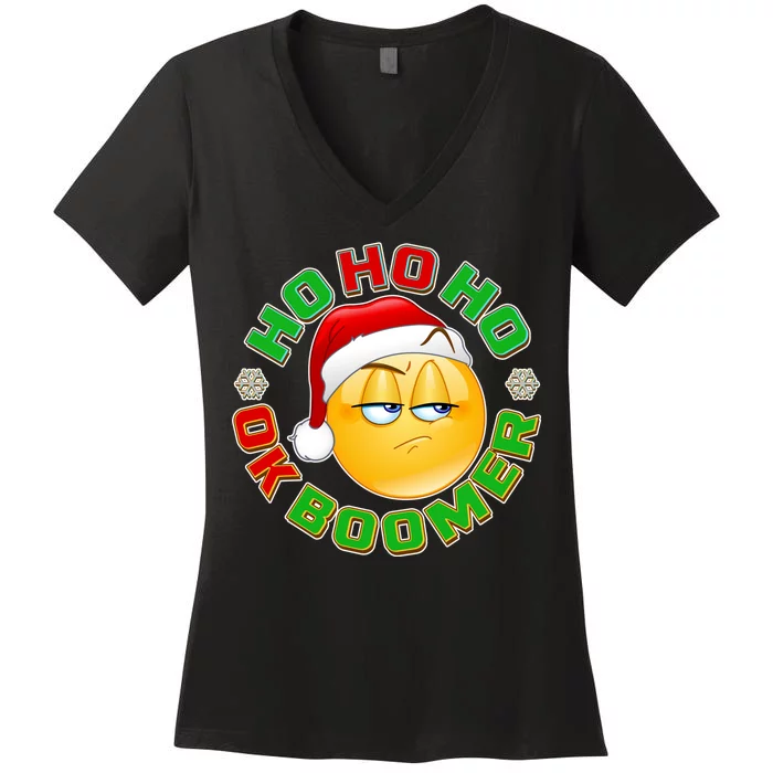 Christmas HO HO HO Ok Boomer Women's V-Neck T-Shirt