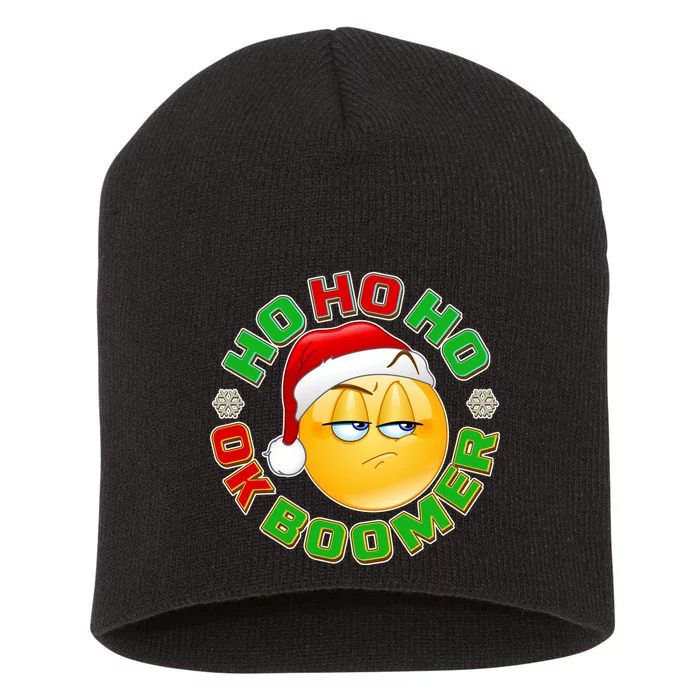 Christmas HO HO HO Ok Boomer Short Acrylic Beanie