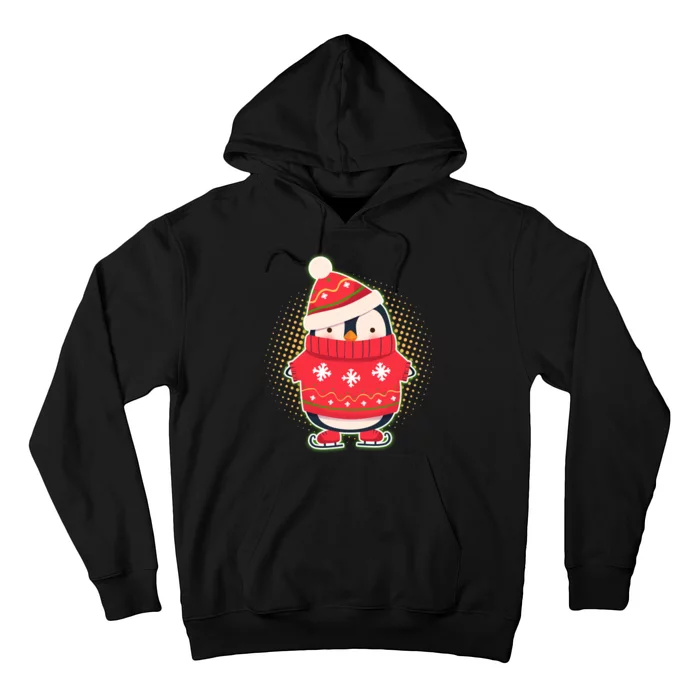 Christmas Holiday Penguin Skates Hoodie