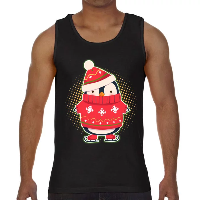 Christmas Holiday Penguin Skates Comfort Colors® Tank Top