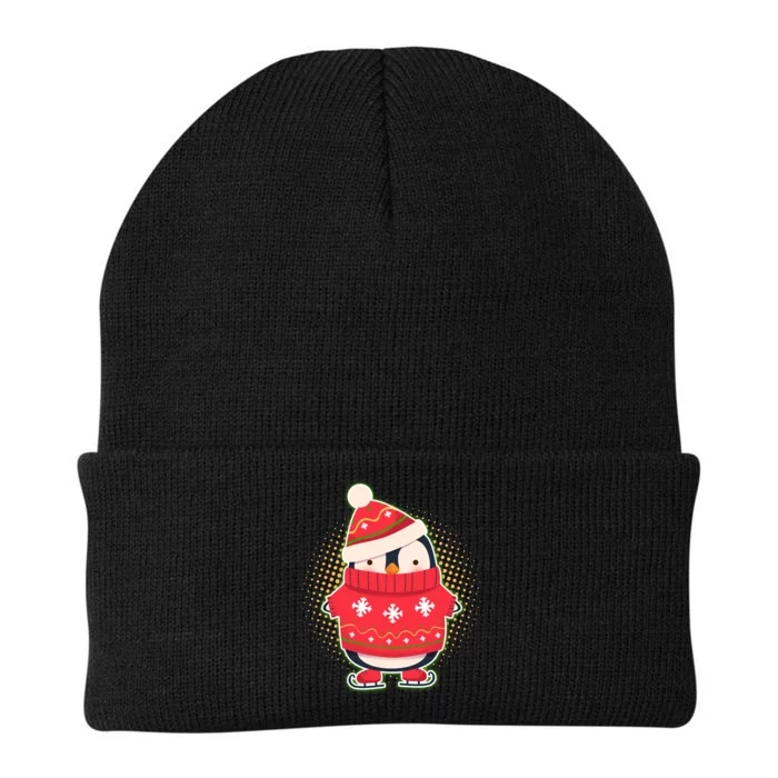 Christmas Holiday Penguin Skates Knit Cap Winter Beanie