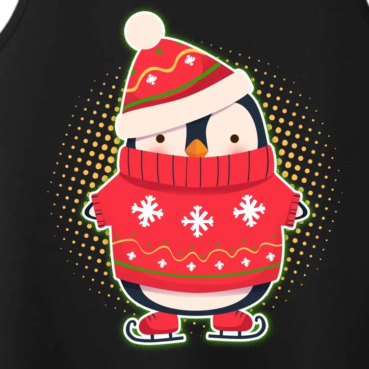 Christmas Holiday Penguin Skates Performance Tank