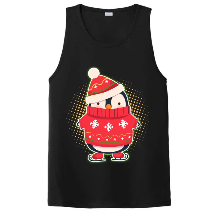 Christmas Holiday Penguin Skates Performance Tank