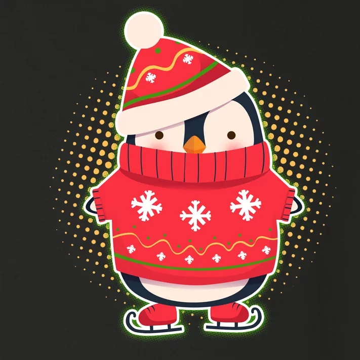 Christmas Holiday Penguin Skates Toddler Long Sleeve Shirt