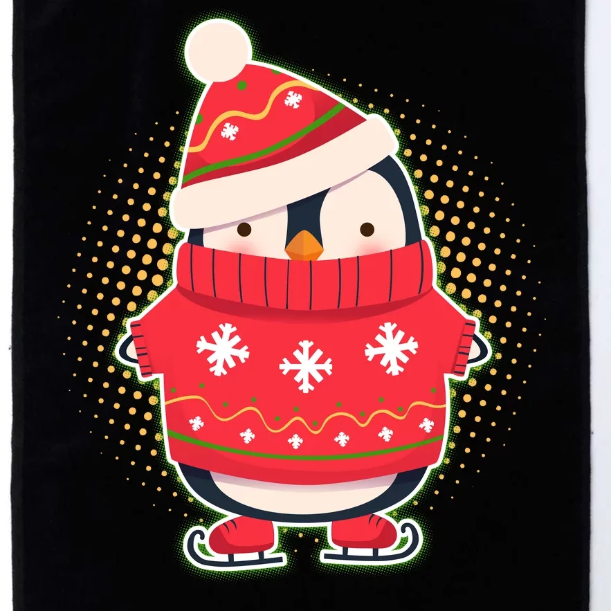 Christmas Holiday Penguin Skates Platinum Collection Golf Towel