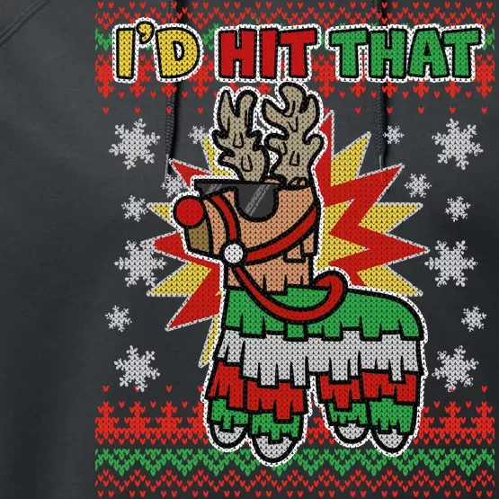 Christmas I'd Hit That Llama Pinata Ugly Sweater Performance Fleece Hoodie