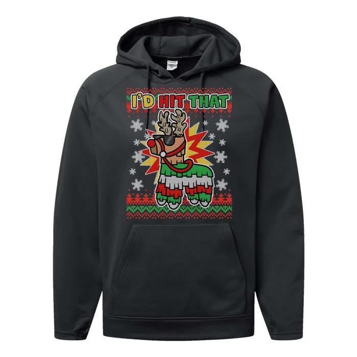 Christmas I'd Hit That Llama Pinata Ugly Sweater Performance Fleece Hoodie