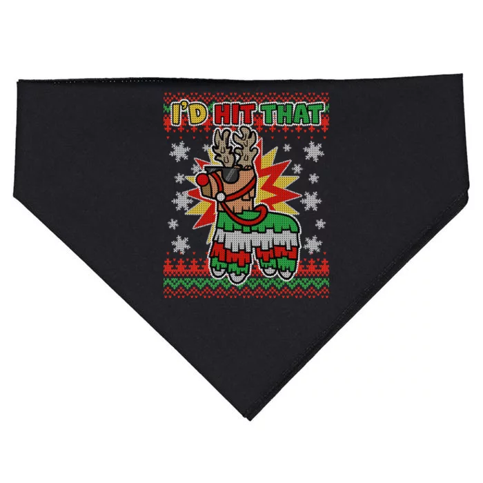 Christmas I'd Hit That Llama Pinata Ugly Sweater USA-Made Doggie Bandana