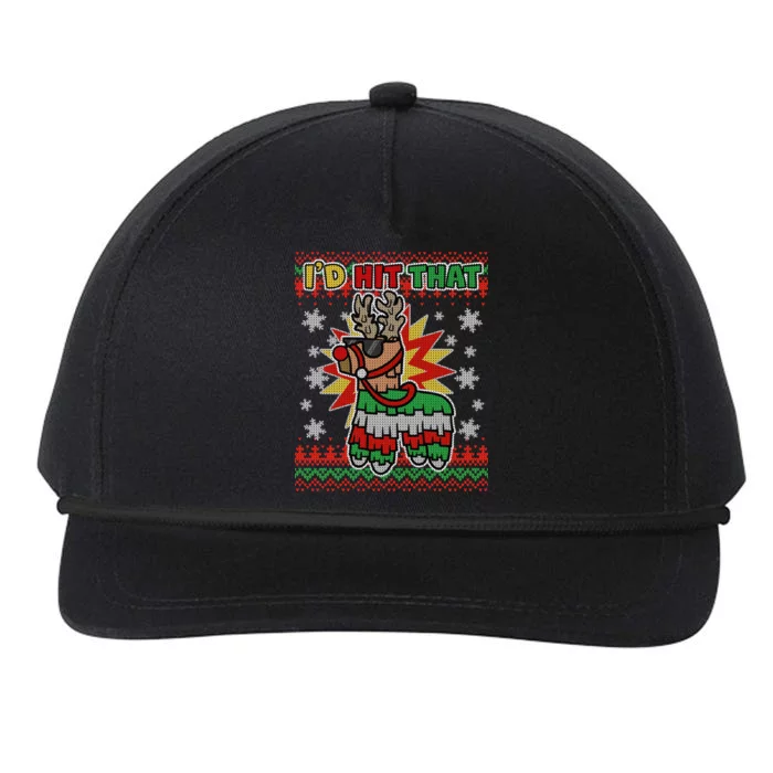 Christmas I'd Hit That Llama Pinata Ugly Sweater Snapback Five-Panel Rope Hat