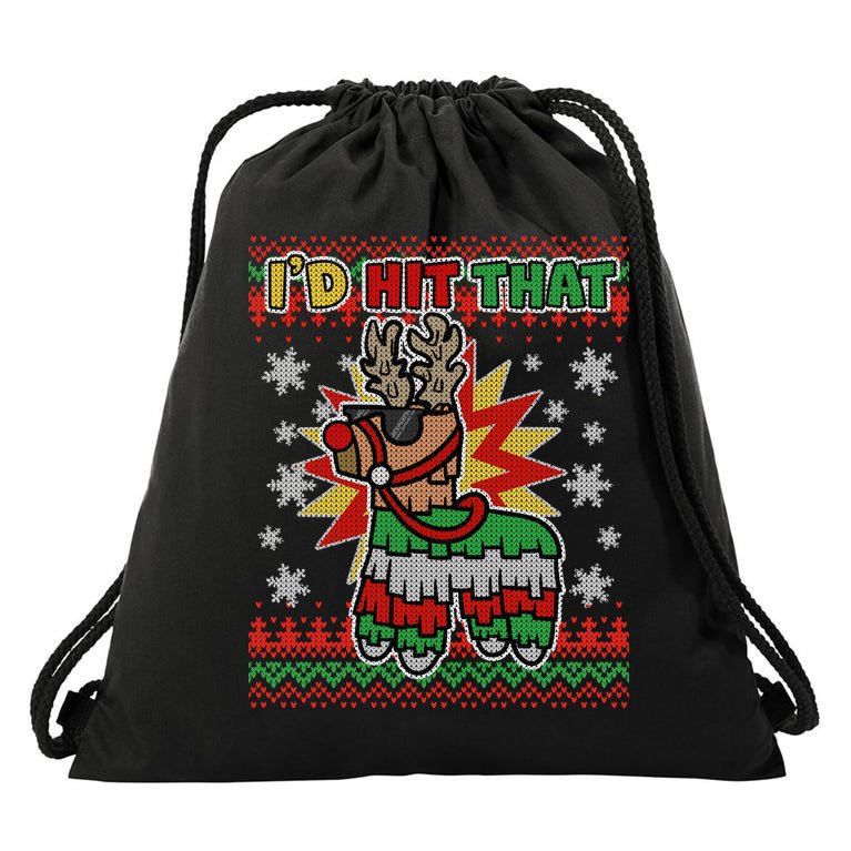 Christmas I'd Hit That Llama Pinata Ugly Sweater Drawstring Bag