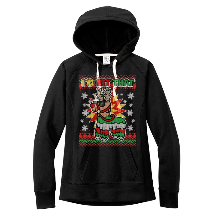 Christmas I'd Hit That Llama Pinata Ugly Sweater Women's Fleece Hoodie