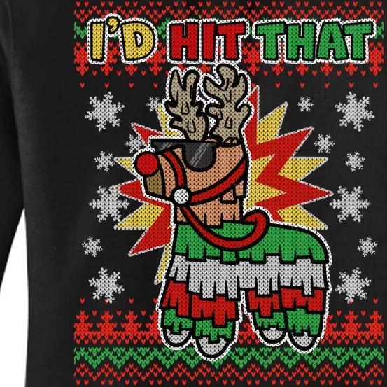 Christmas I'd Hit That Llama Pinata Ugly Sweater Women's Pullover Hoodie