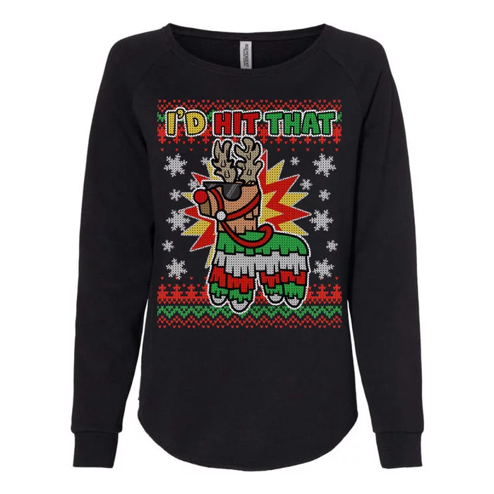 Christmas I'd Hit That Llama Pinata Ugly Sweater Womens California Wash Sweatshirt