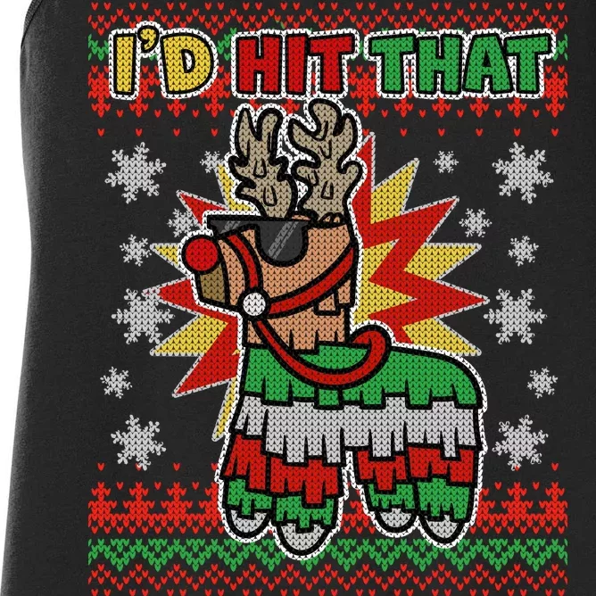 Christmas I'd Hit That Llama Pinata Ugly Sweater Women's Racerback Tank