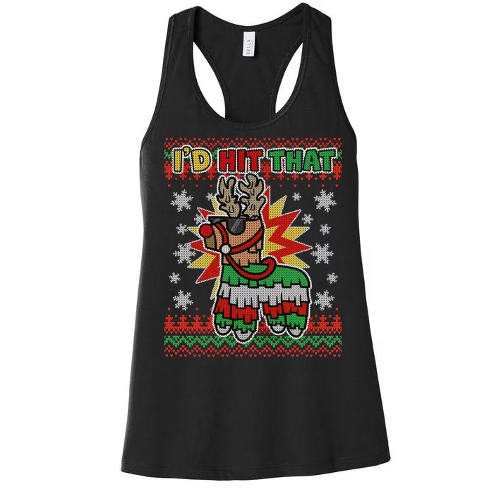 Christmas I'd Hit That Llama Pinata Ugly Sweater Women's Racerback Tank