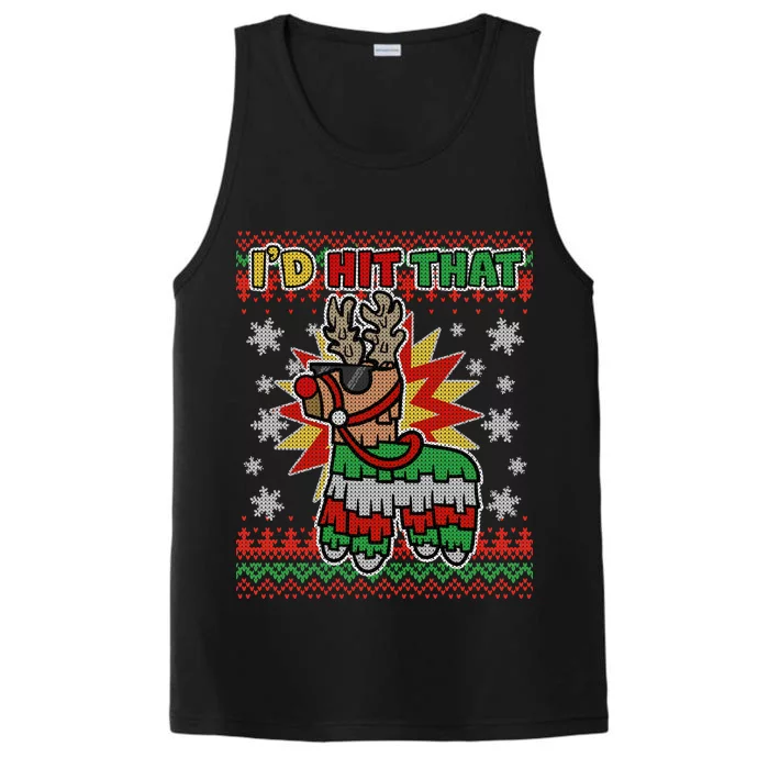 Christmas I'd Hit That Llama Pinata Ugly Sweater Performance Tank