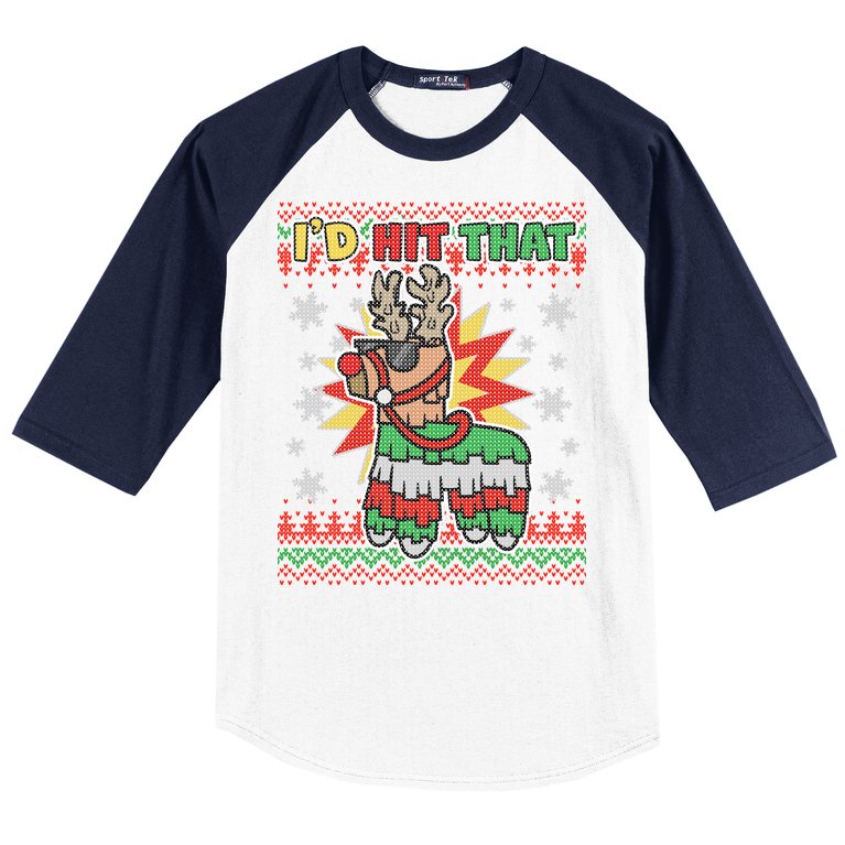 Christmas I'd Hit That Llama Pinata Ugly Sweater Baseball Sleeve Shirt