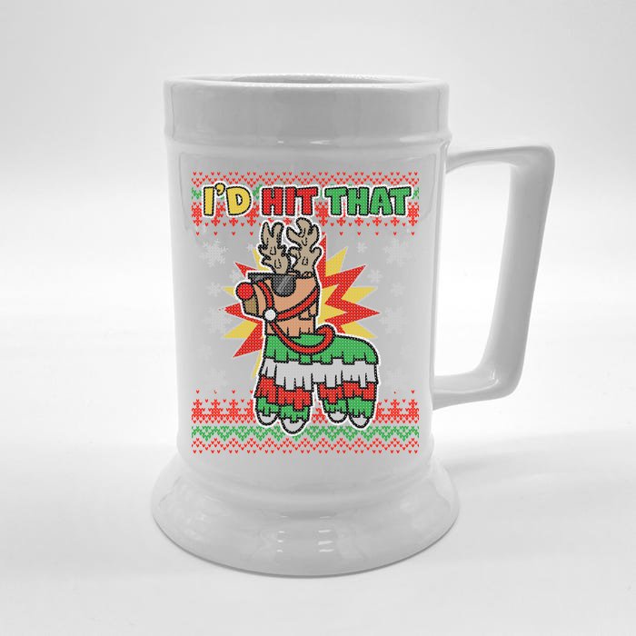 Christmas I'd Hit That Llama Pinata Ugly Sweater Front & Back Beer Stein