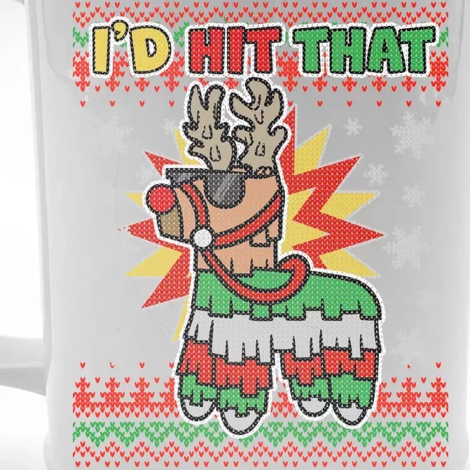 Christmas I'd Hit That Llama Pinata Ugly Sweater Front & Back Beer Stein