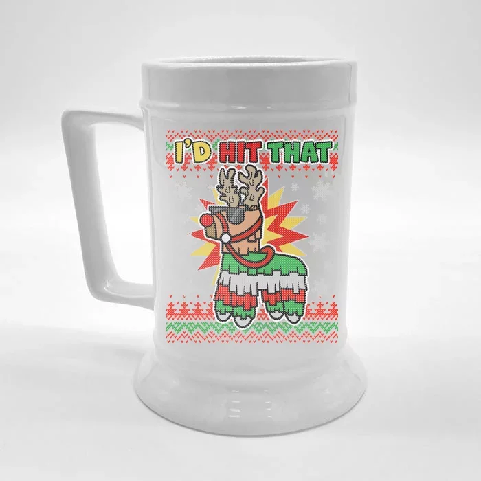 Christmas I'd Hit That Llama Pinata Ugly Sweater Front & Back Beer Stein