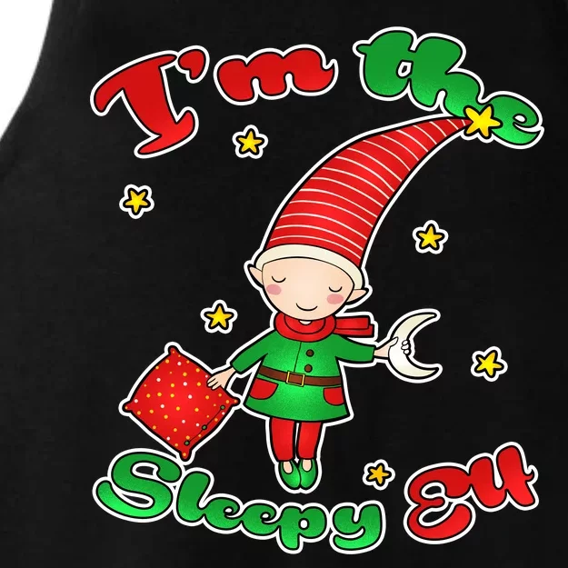 Christmas I'm The Sleepy Elf Ladies Tri-Blend Wicking Tank