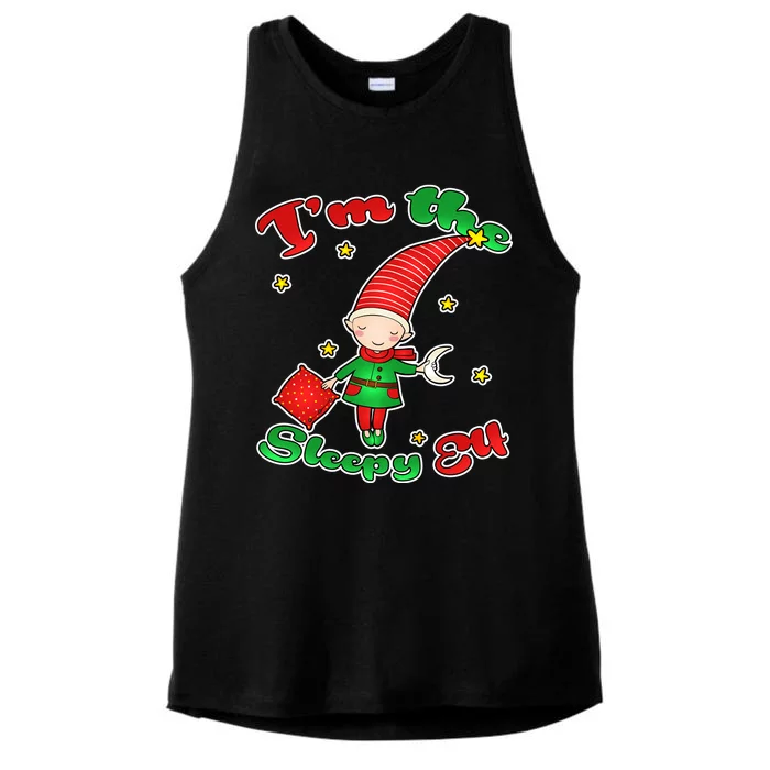 Christmas I'm The Sleepy Elf Ladies Tri-Blend Wicking Tank