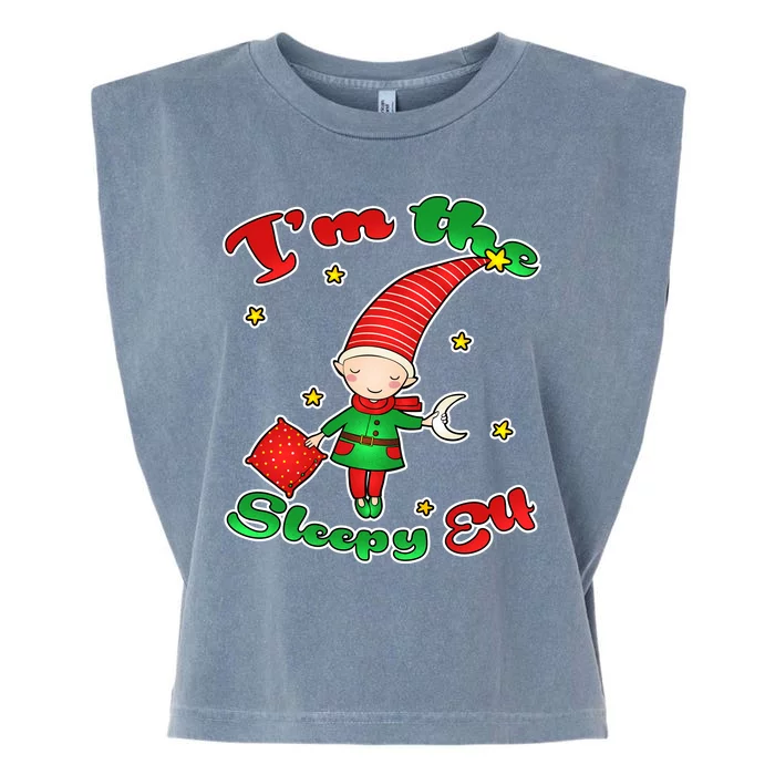 Christmas I'm The Sleepy Elf Garment-Dyed Women's Muscle Tee