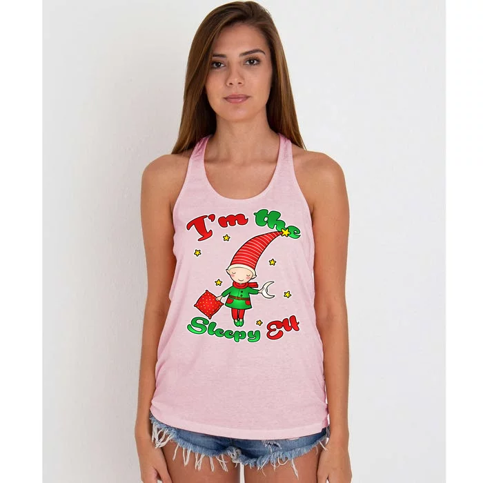 Christmas I'm The Sleepy Elf Women's Knotted Racerback Tank